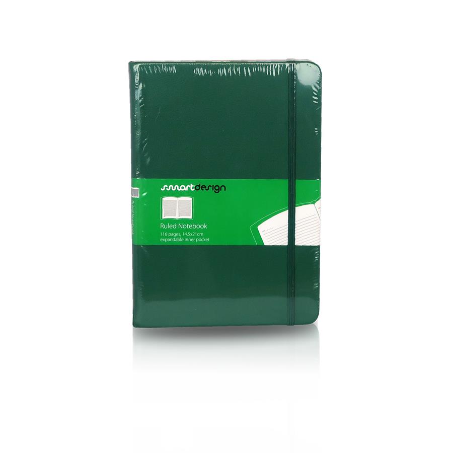 BLOCO NOTAS PAUTADO SEMI PELE VERDE ESMER. (21,5X14,5 CM)